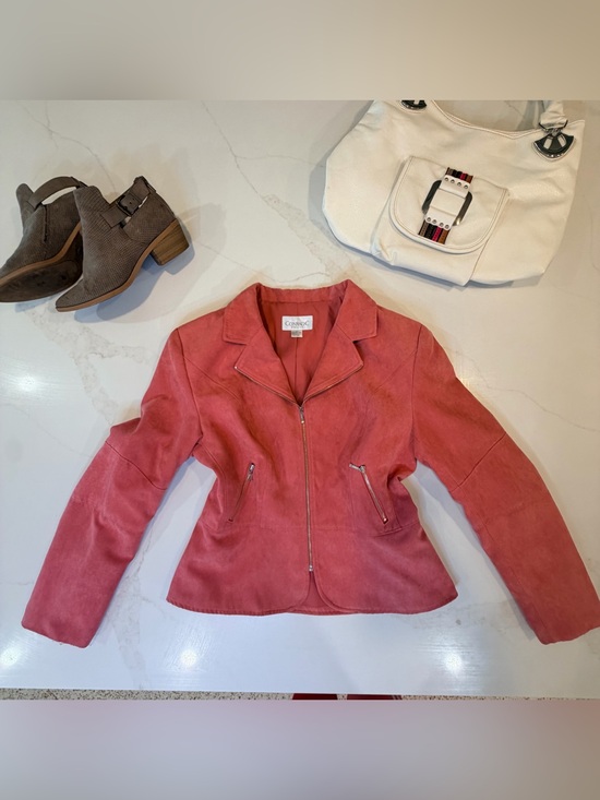conradc Jackets & Blazers - Coral Suede Zip-Front Women's Blazer